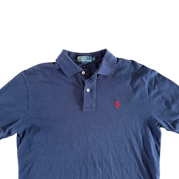Polo By Ralph Lauren Men’s Small Navy Blue Polo Shirt Red Pony Logo Classic Fit - Picture 2 of 3
